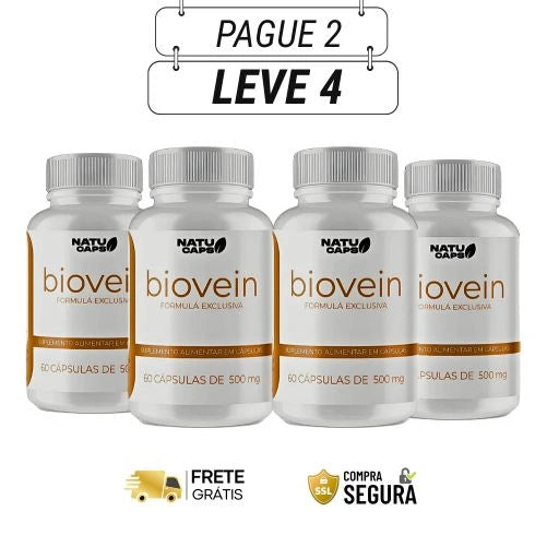 Biovein 60 Cápsulas - Leveza e Conforto Para Suas Pernas - Kits com 2 e 4 Frascos - Frete Grátis