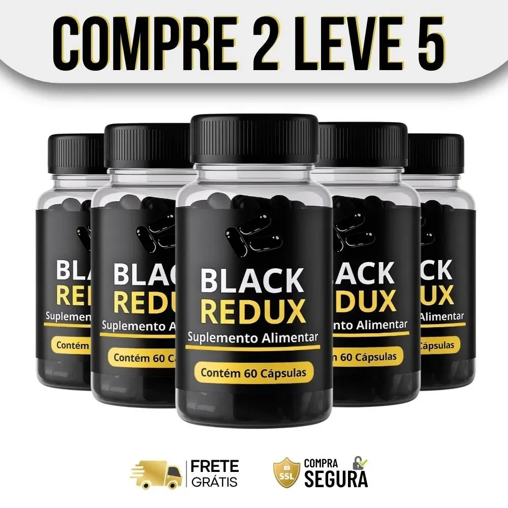 Black Redux 60cps - Emagreça Naturalmente e Sem Efeito Sanfona - Oferta Especial + Frete Grátis - Brisa Loja