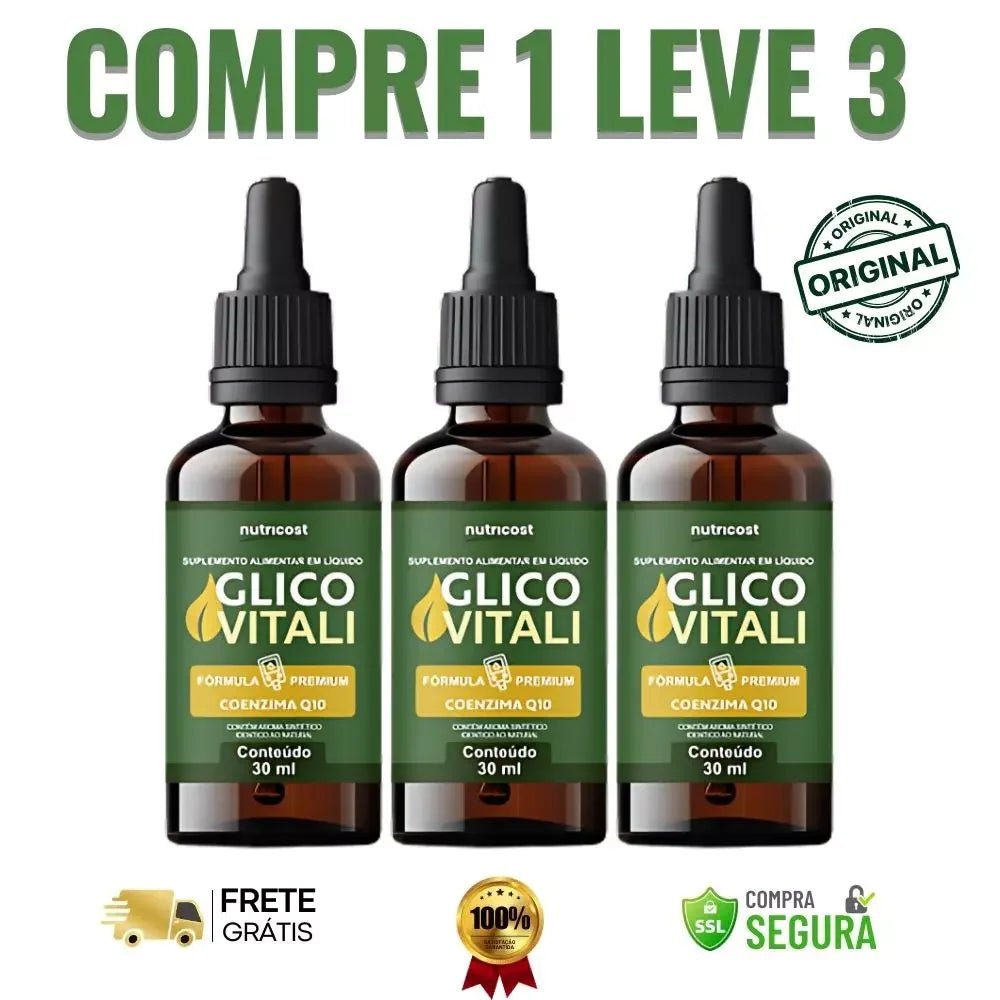 Glico Vitali Gotas 30ml - Mantenha a Glicose Controlada - ESCOLHA UMA DAS OFERTAS ABAIXO - 3 ou 5 FRASCOS - FRETE GRÁTIS - Brisa Loja