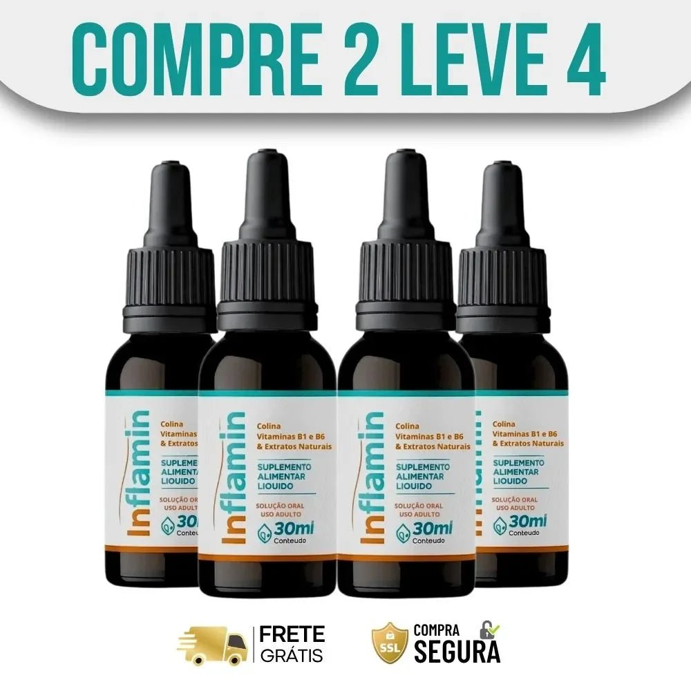 Inflamin 30ml Original - Elimine as Dores e Recupere Sua Qualidade de Vida - ESCOLHA UMA DAS OPÇÕES ABAIXO - 2 ou 4 FRASCOS - FRETE GRÁTIS - Brisa Loja