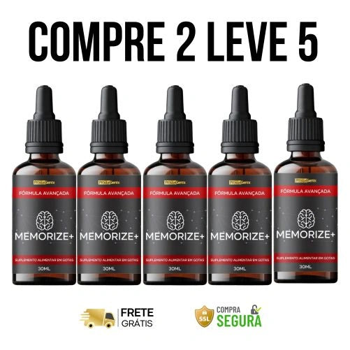 Memorize+ 30ml - Original - Fluidez Mental, Clareza e Concentração - Kits com 3 e 5 Frascos -Frete Grátis