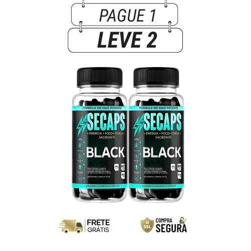 Secaps Black 60 Cápsulas Original- A Revolução no Emagrecimento Rápido e Saudável - Kits Com 2 e 4 Frascos - Frete Grátis