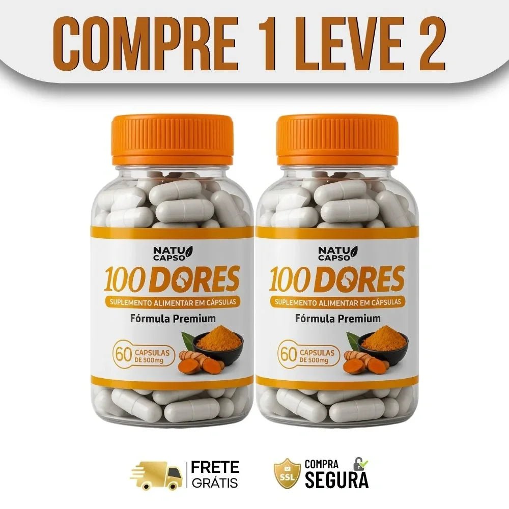 100 Dores Cápsulas - Elimine as Dores Musculares - ESCOLHA UMA DAS OFERTAS ABAIXO - 2 ou 4 FRASCOS - FRETE GRÁTIS - Brisa Loja