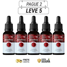 Insufree 30ml Original - Controle Natural da Glicose no Seu Dia a Dia - Kits com 3 e 5 Frascos - Frete Grátis