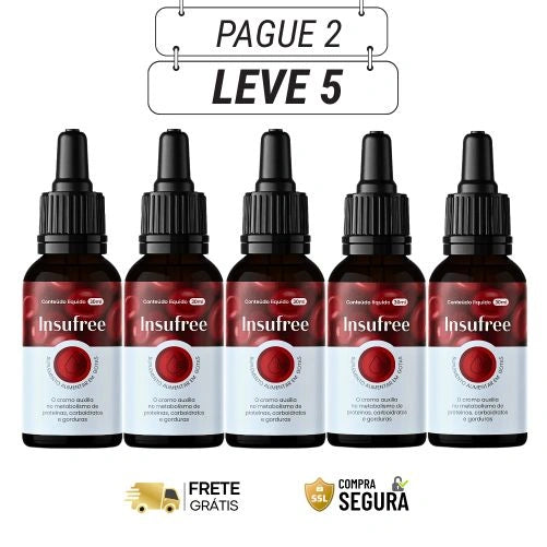 Insufree 30ml Original - Controle Natural da Glicose no Seu Dia a Dia - Kits com 3 e 5 Frascos - Frete Grátis