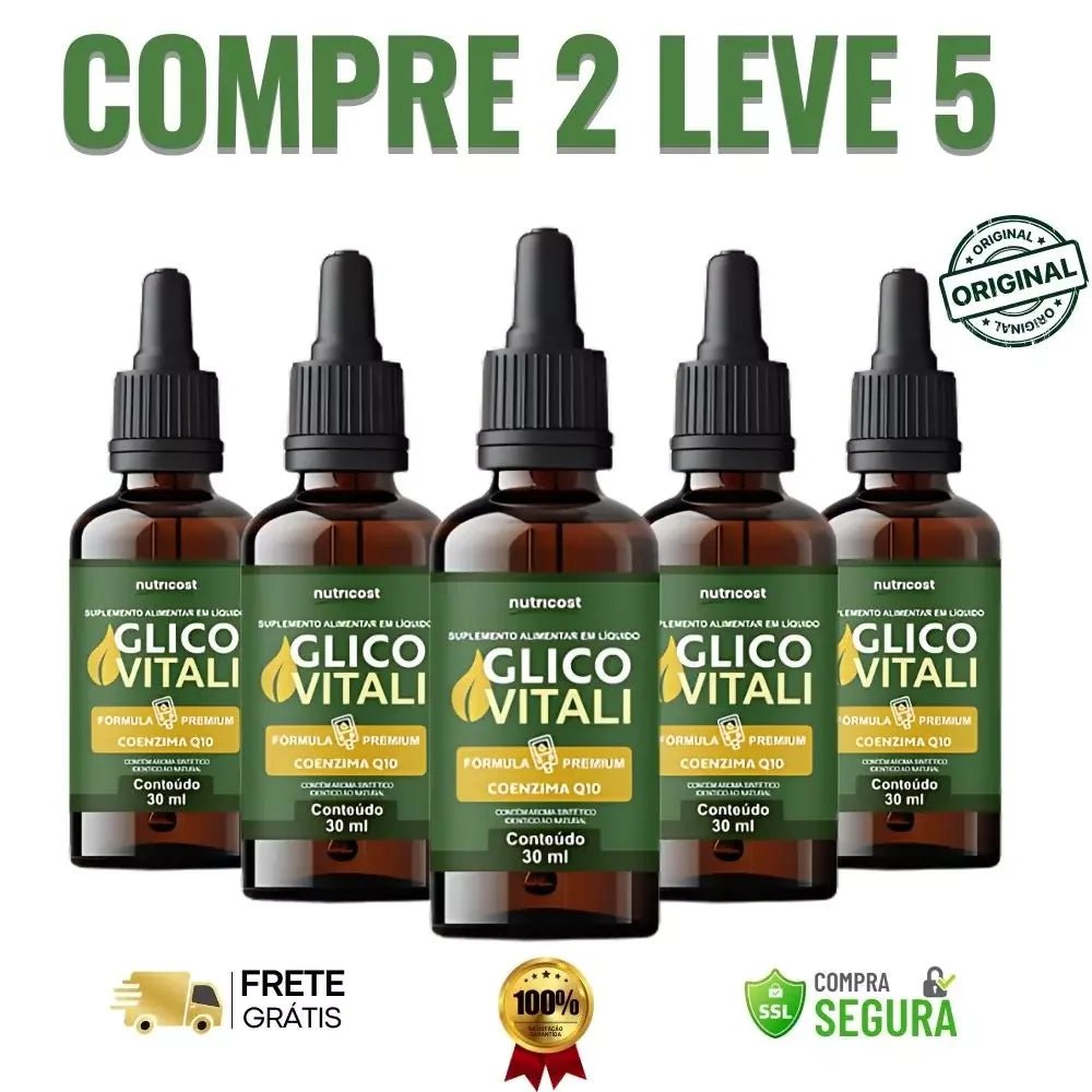 Glico Vitali Gotas 30ml - Mantenha a Glicose Controlada - ESCOLHA UMA DAS OFERTAS ABAIXO - 3 ou 5 FRASCOS - FRETE GRÁTIS - Brisa Loja