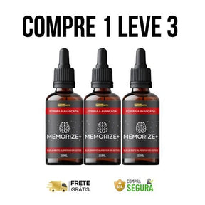 Memorize+ 30ml - Original - Fluidez Mental, Clareza e Concentração - Kits com 3 e 5 Frascos -Frete Grátis