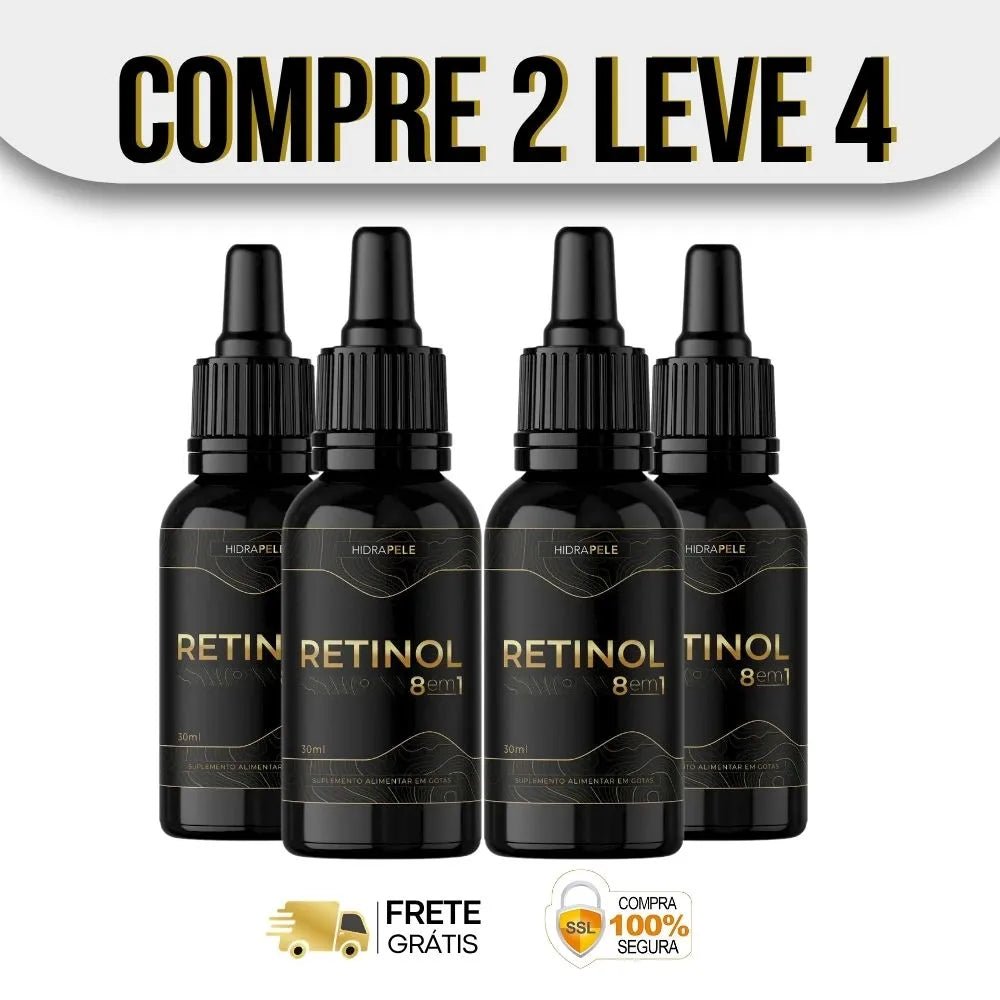 Retinol 8 em 1 30ml – O Poder do Rejuvenescimento em Cada Gota - ESCOLHA UMA DAS OPÇÕES ABAIXO - 2 ou 4 FRASCOS - FRETE GRÁTIS - Brisa Loja