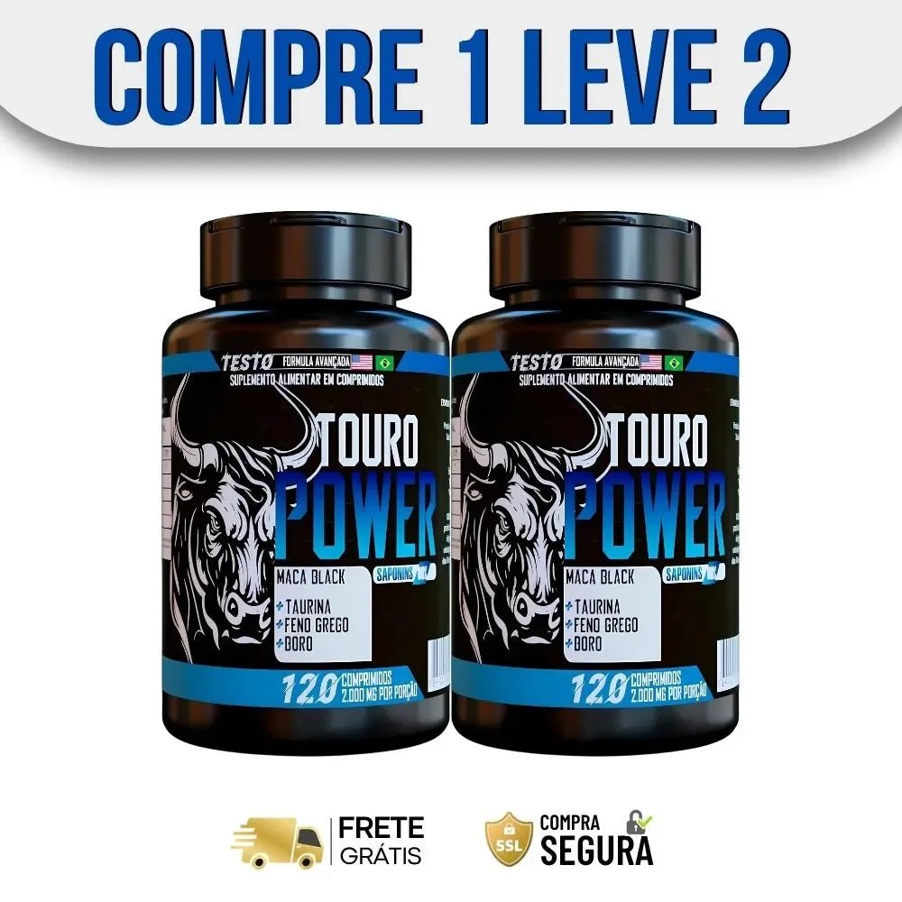 Touro Power 120 Comprimidos - Disposição Durante Todo o Dia - ESCOLHA UMA DAS OPÇÕES ABAIXO - 2 ou 4 FRASCOS - FRETE GRÁTIS - Brisa Loja