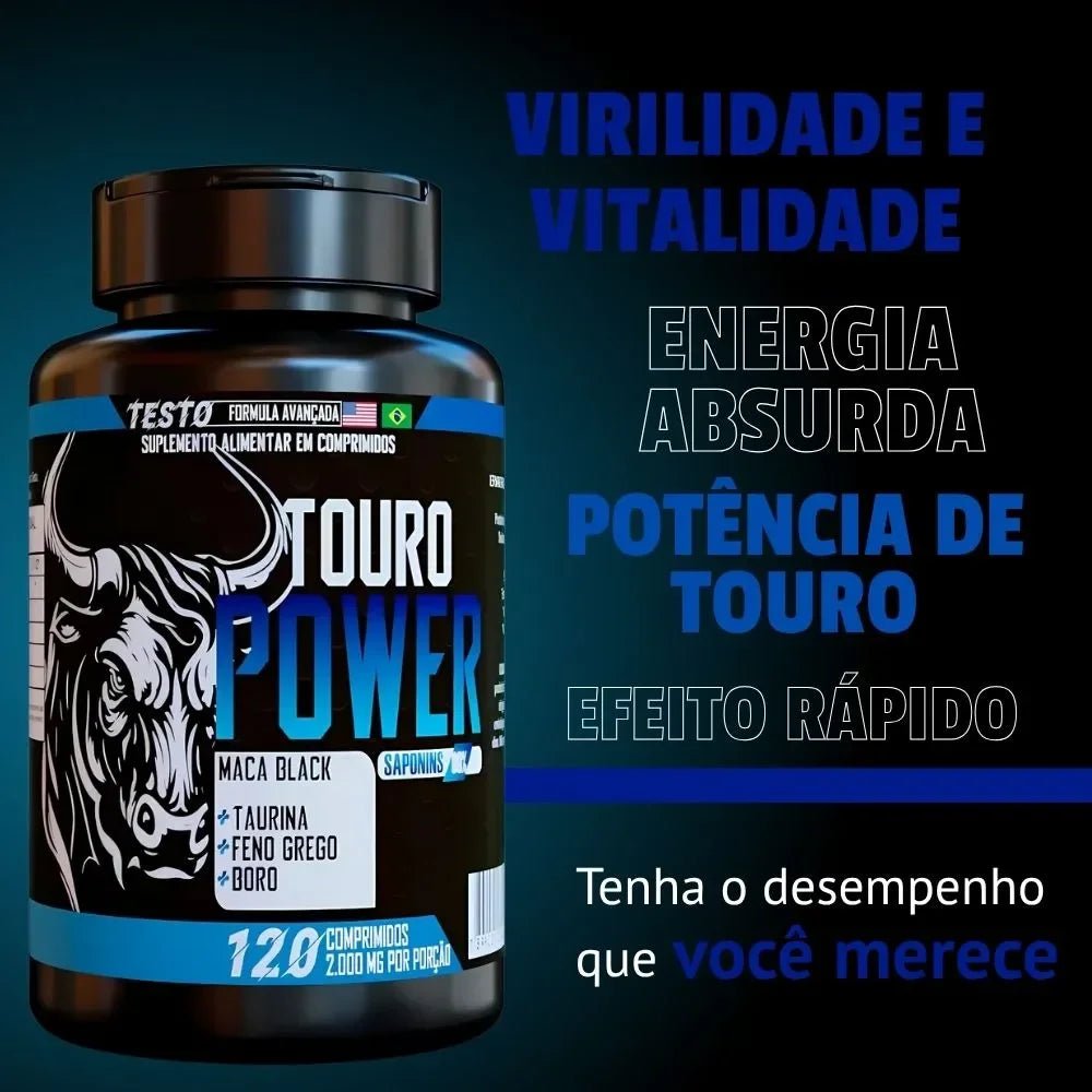 Touro Power 120 Comprimidos - Disposição Durante Todo o Dia - ESCOLHA UMA DAS OPÇÕES ABAIXO - 2 ou 4 FRASCOS - FRETE GRÁTIS - Brisa Loja