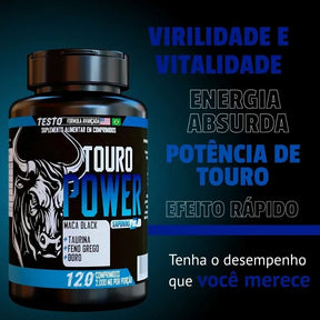 Touro Power 120 Comprimidos - Disposição Durante Todo o Dia - ESCOLHA UMA DAS OPÇÕES ABAIXO - 2 ou 4 FRASCOS - FRETE GRÁTIS - Brisa Loja