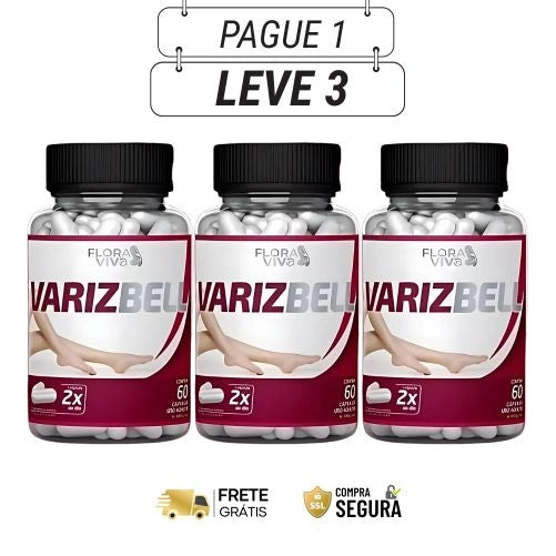 Varizbell 60 Cápsulas:  - Menos Cansaço, Mais Energia e Leveza - Kits com 3 e 5 Frascos - Frete Grátis